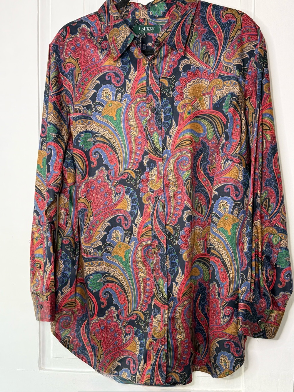 Lauren Ralph Lauren NWT Navy Paisley Cotton Button Down Shirt - 2X